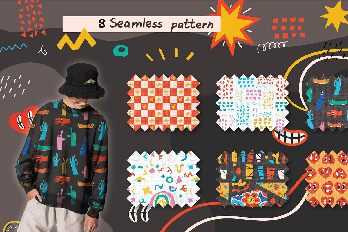 MOODS cartoon modern clipart pack, a Decorative Illustration by Virinaflora (Photo 6 of 10)