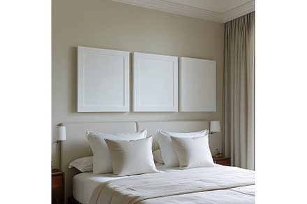 Canvases on the wall. Three empty, an Architecture Photo by Canatic