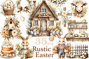 Rustic Easter Clipart Spring Clipart, an Animal Illustration by GlamArtZhanna (Thumbnail 1 of 6)