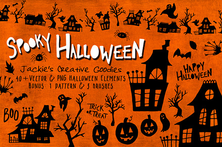 Spooky Halloween: Hand Drawn Set, an Illustration by Jackie's Creative Goodies