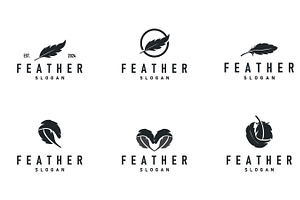 feather logo design, simple black, a Branding & Logo Template by Maylianaw28