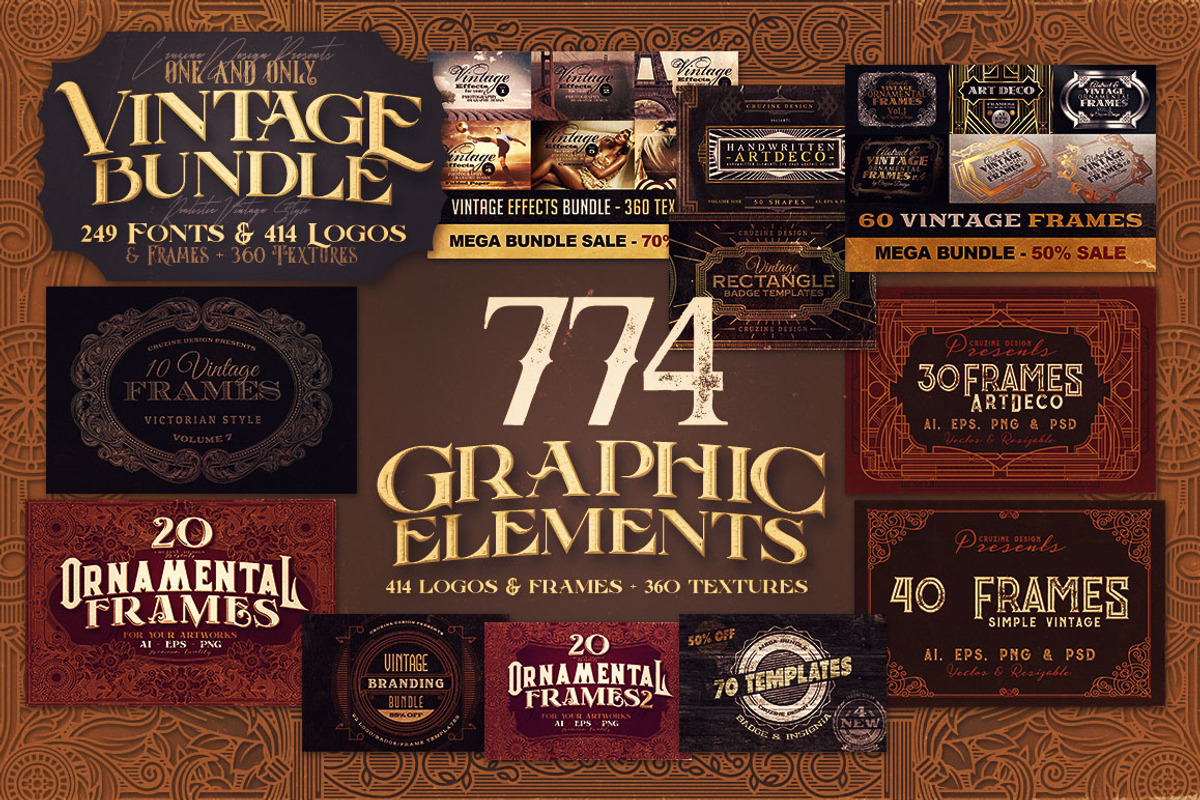 SALE Bundle 249 Fonts & 414 Logos preview 4