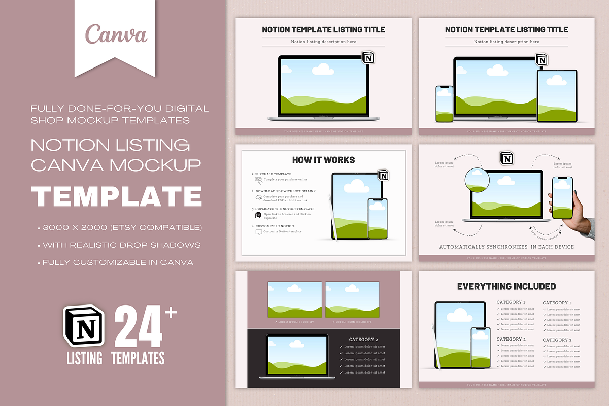 Digital Product Mockup -Notion Canva, a Merchandise Mockup by Designs by Darowan (Photo 1 of 10)