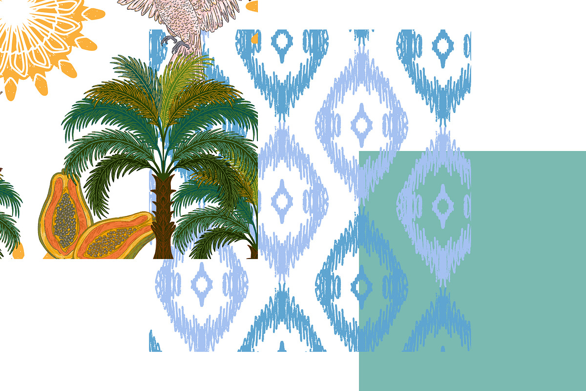 Tropical Cockatoo Palm Papaya, a Pattern Graphic by NayaChu (Photo 8 of 9)
