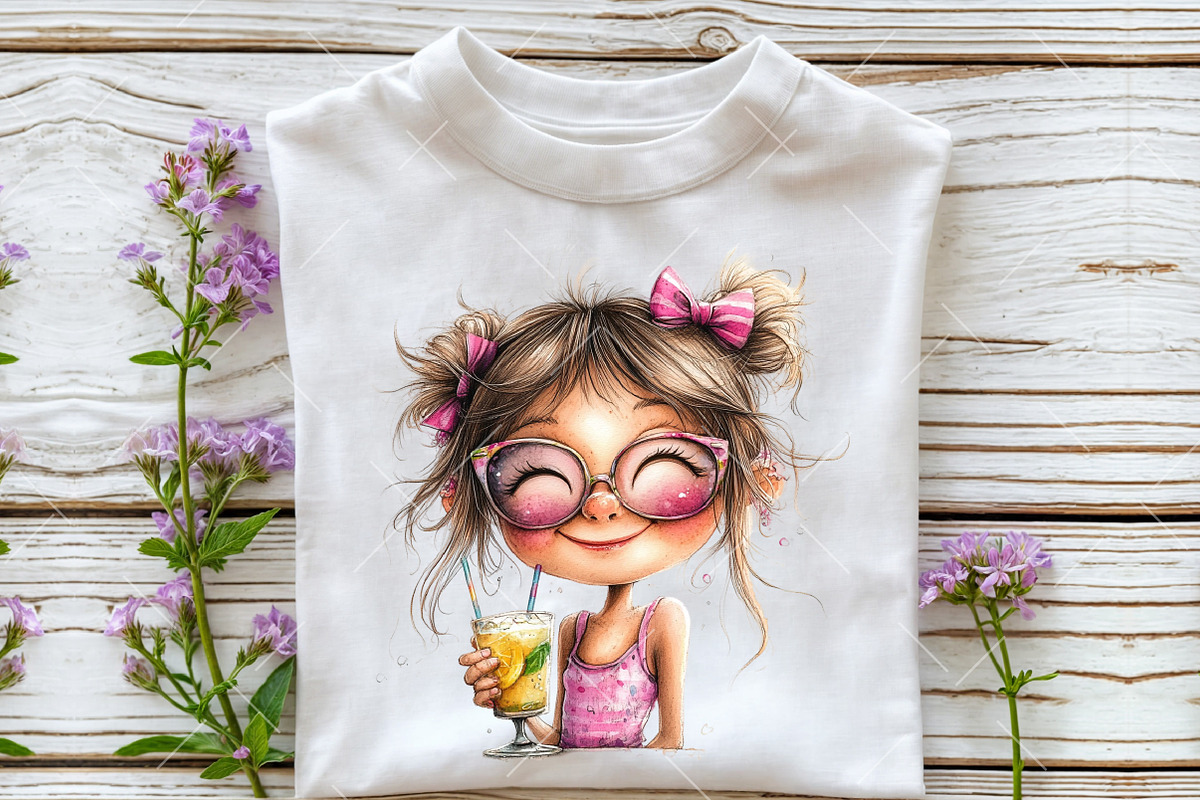 Summer Girls with Drinks Clipart, an Illustration by OK Design (Photo 5 of 6)