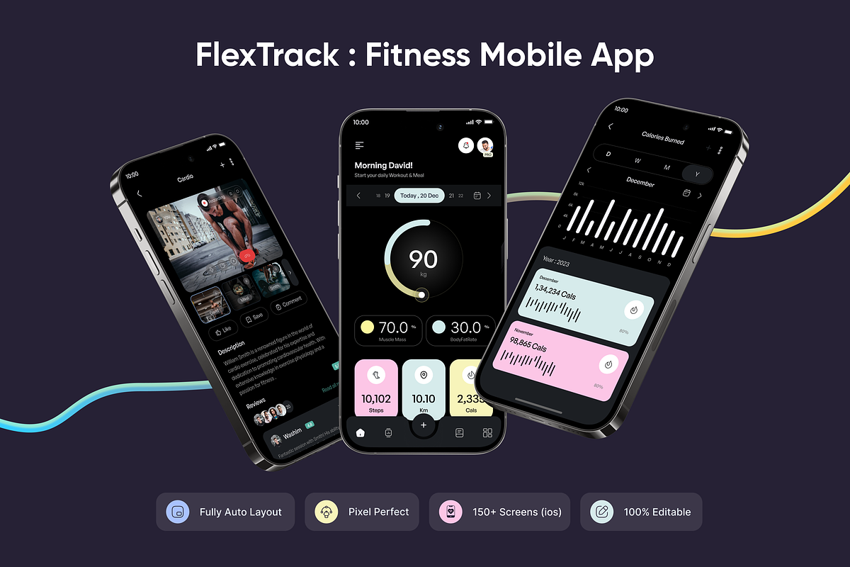 FlexTrack - Fitness App UI Kit, an UI Kit Template by floxui (Photo 1 of 8)