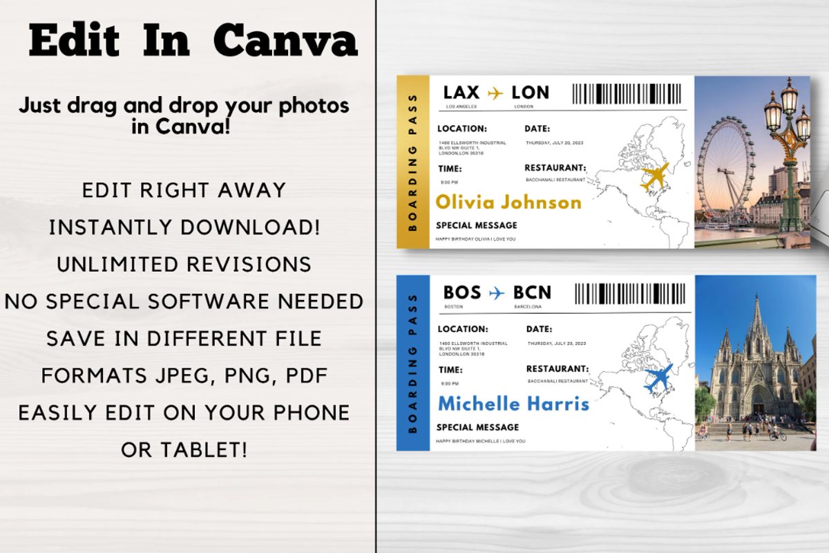 Surprise Travel Ticket Gift, a Card Template by YasdeyDesigns (Photo 5 of 8)