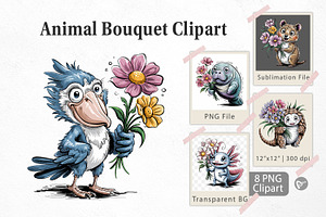 Whimsical Animal Bouquet, a Graphic by Artnoy