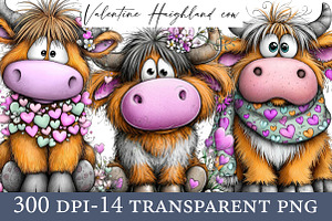 Watercolor Valentine Haighland cow, an Illustration by Designworld