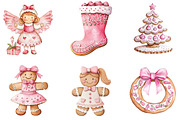 Pink Christmas Gingerbread Sublimati, an Illustration by CraftArtStudio (Thumbnail 3 of 6)