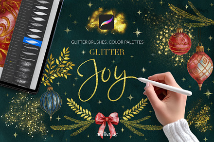 Glitter Joy Brush Set for Procreate, a Brush Add-On by Jenny Quince