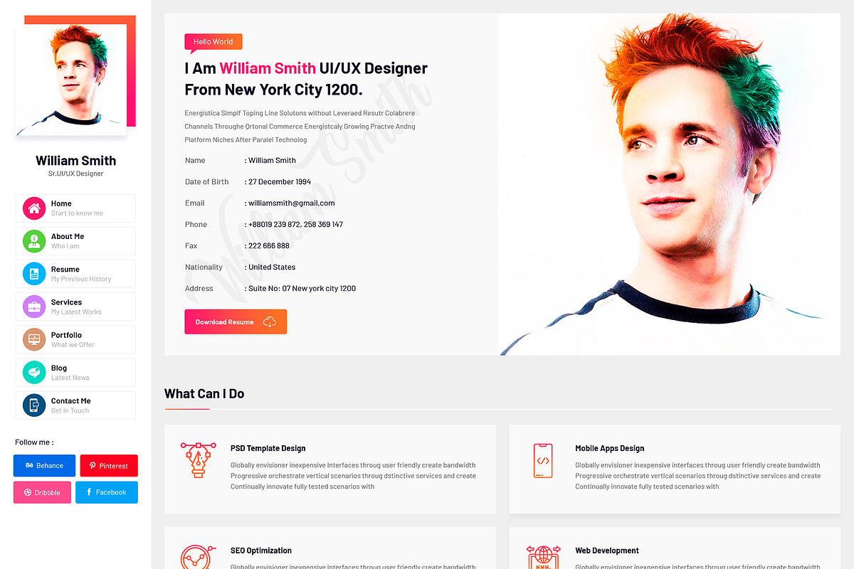 Personal CV/Resume HTML Template, a HTML Template by CodexCoder Themes (Photo 2 of 6)