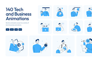 140 Animated Tech and Business, a Technology Illustration by Vectors Market