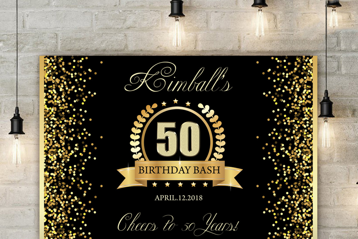50th Birthday Bash Backdrop, a Flyer Template by DreamsClipArt