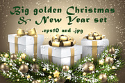 Big golden Christmas & New Year set, a Decorative Illustration by Vjom (Thumbnail 1 of 30)