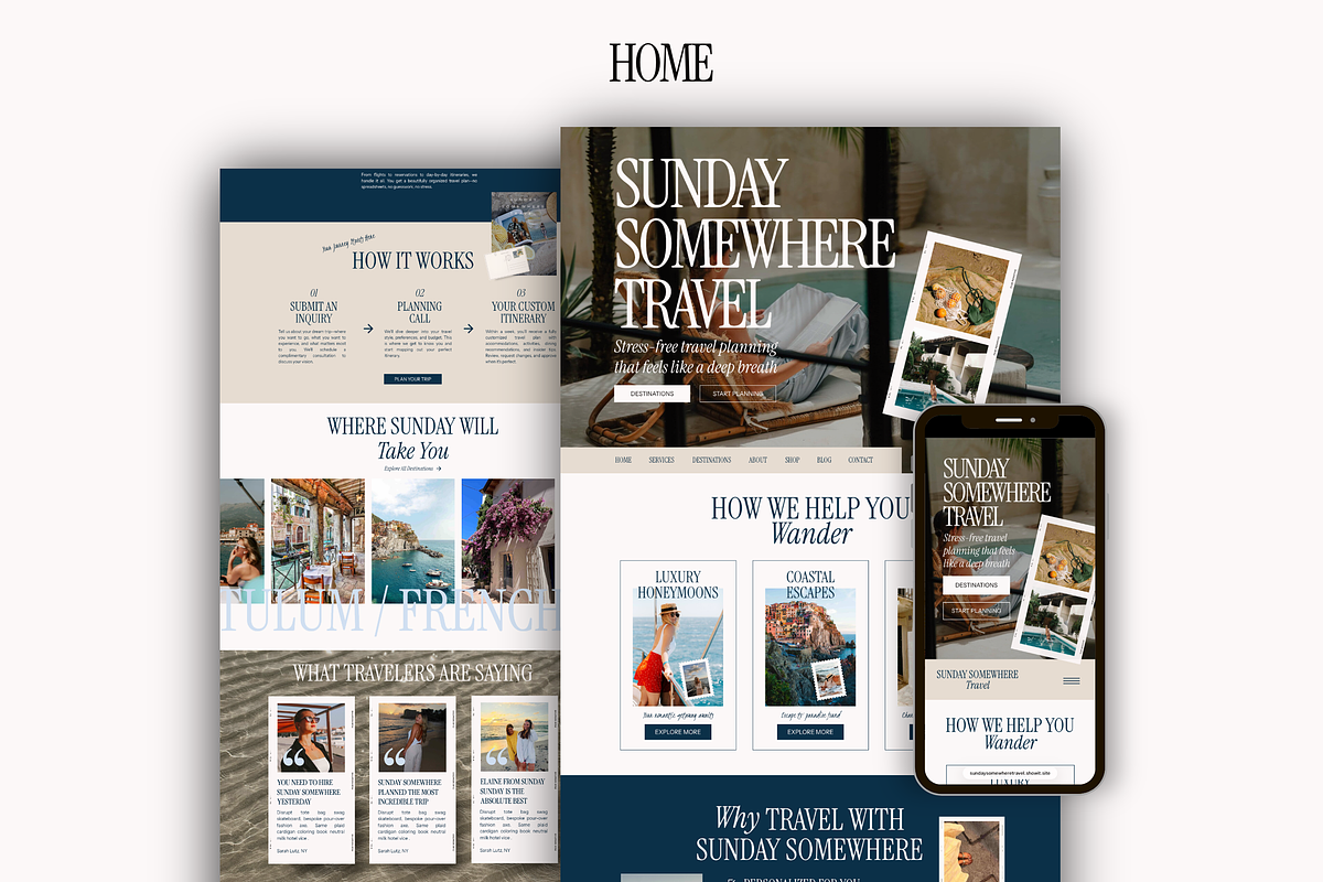 Luxury Travel Agency Showit Website, a Squarespace Template by Warmsoulgallery (Photo 2 of 14)