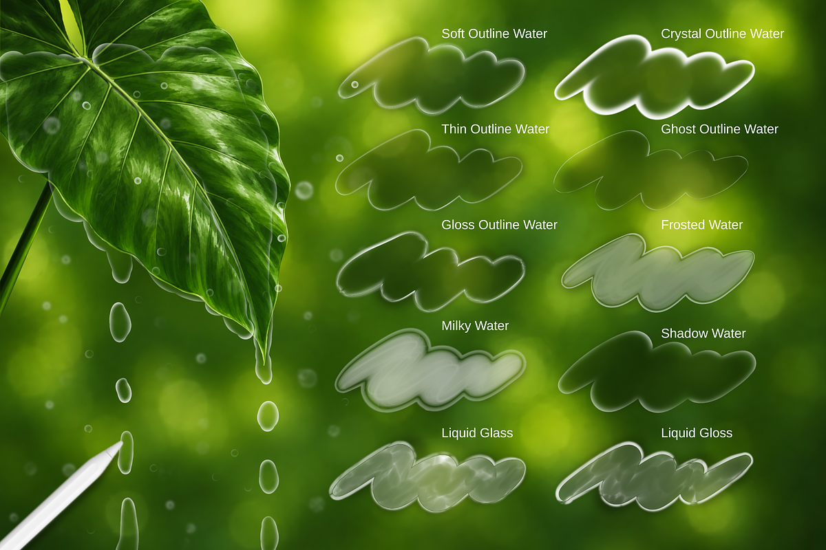 Procreate Water & Liquid Brushes, a Brush Add-On by HopeArtIllustration (Photo 3 of 7)