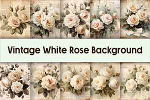 Vintage White Rose Background