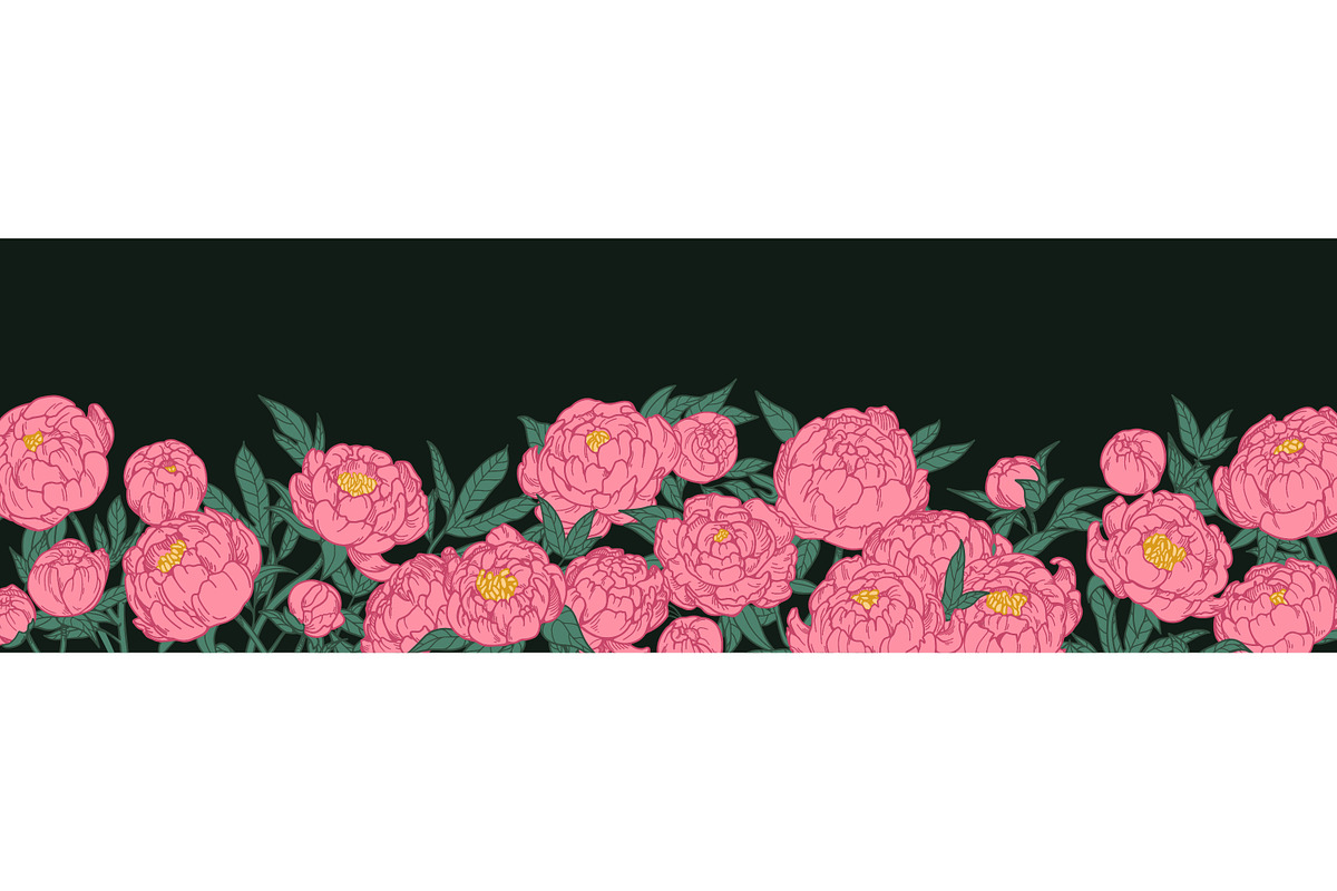 Peony flowers patterns, backgrounds, a Decorative Illustration by Good Studio (Photo 4 of 11)