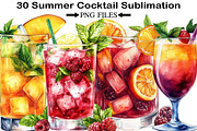 Summer Cocktail Sublimation Clipart, an Illustration by Black Bird Studio (Thumbnail 1 of 5)