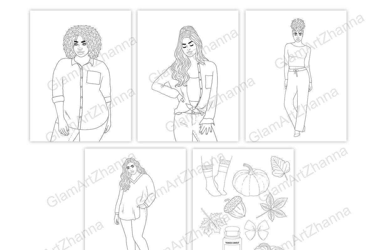 Coloring Book Autumn, a Person Illustration by GlamArtZhanna (Photo 3 of 4)