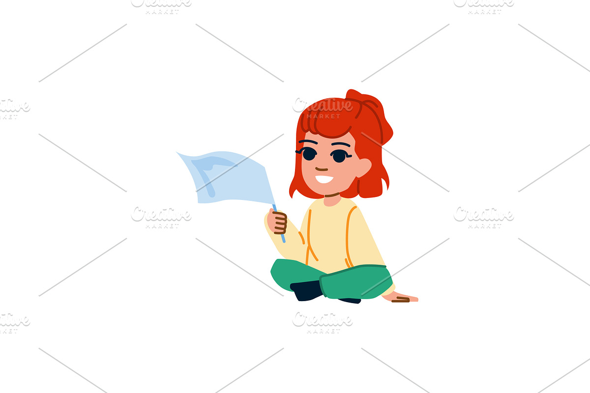 Redhead girl sitting and holding a, a Texture Illustration by pikepicture