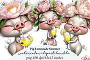 Pig Lemonade Summer Clipart Bundle, an Illustration by Digital Artistic99 (Thumbnail 1 of 11)