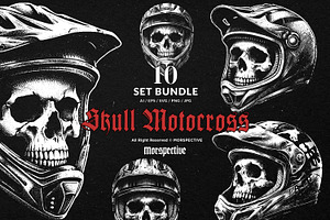 10 Bundle Dark Art Skull Motocross, an Illustration by Morspective
