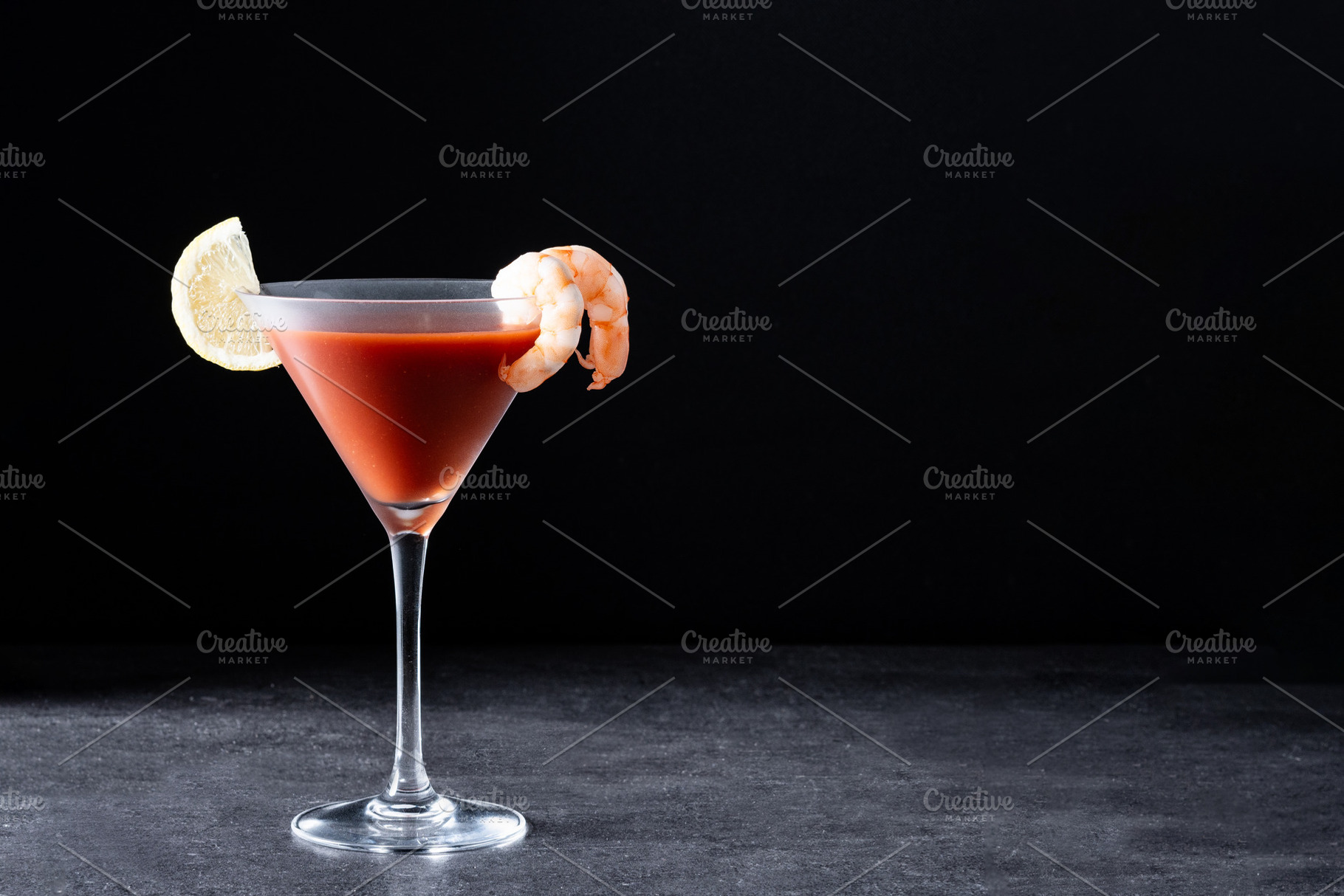 Shrimp cocktail on black background, a Food & Drink Photo by etorres69