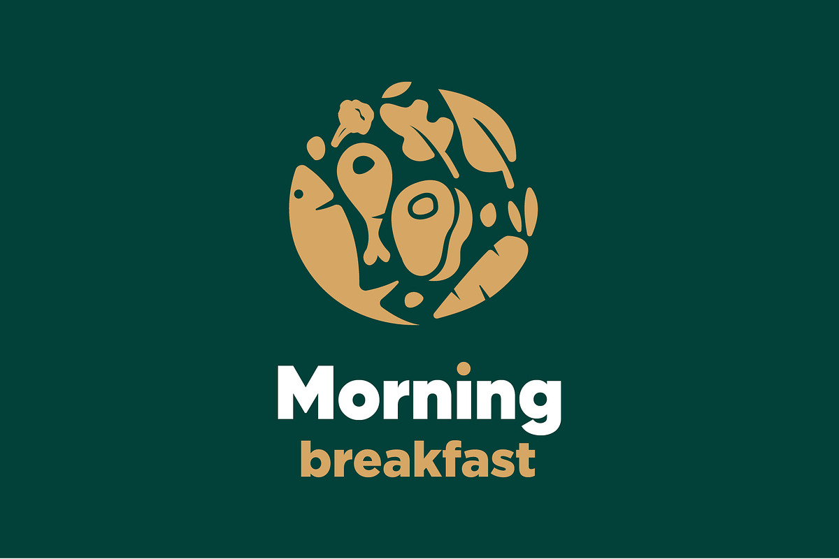 morning breakfast food vegan logo, a Branding & Logo Template by funpixel