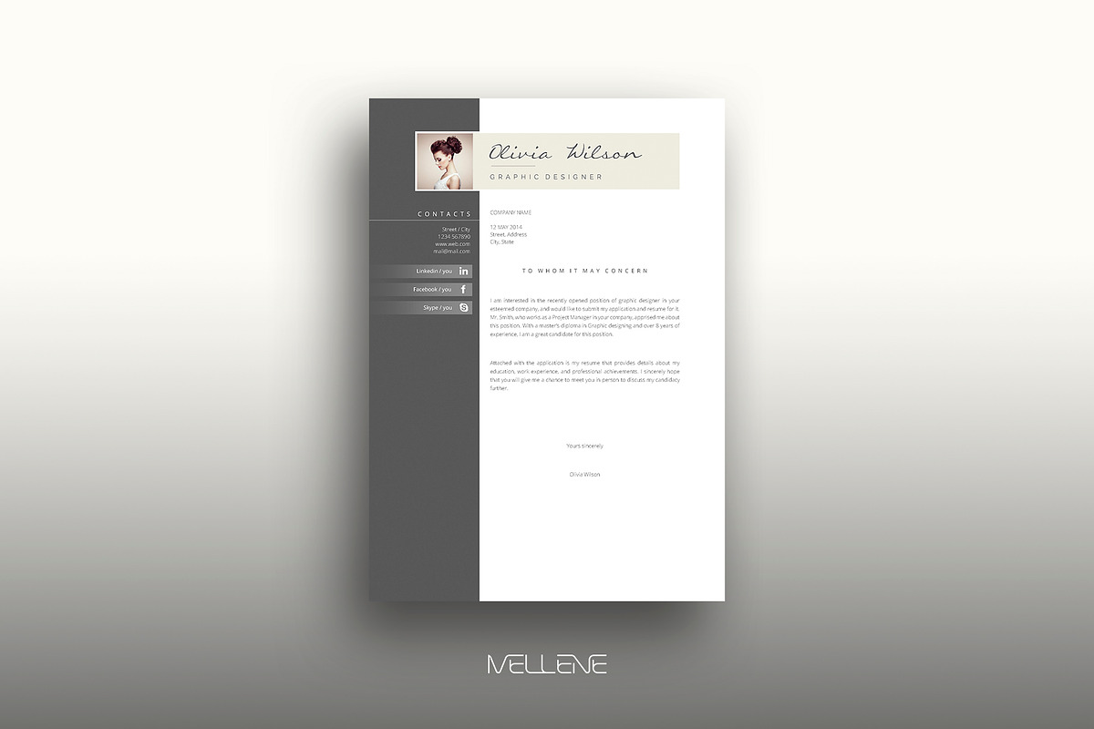 Resume / CV template - Olivia, a Resume Template by Mellene Templates (Photo 2 of 3)