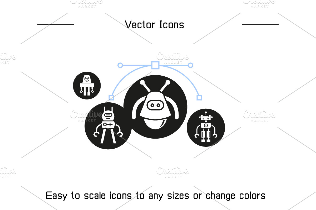 Bundle of Robot Avatars Icons, a Solid Icon by Designfour (Photo 8 of 8)
