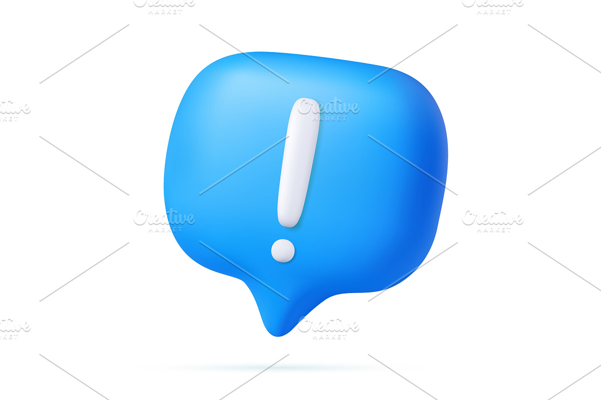 3d Blue speech bubble attention, an Object Illustration by ModVector