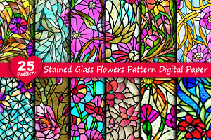 25 stained glass flowers pattern