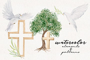 Watercolor Catholic Wooden Cross, a Decorative Illustration by Daryartsy (Thumbnail 1 of 5)