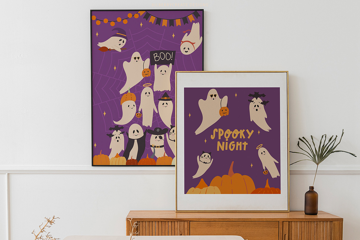 Spooky Night halloween clip art, a Seasonal Illustration by BilberryCreates (Photo 5 of 16)
