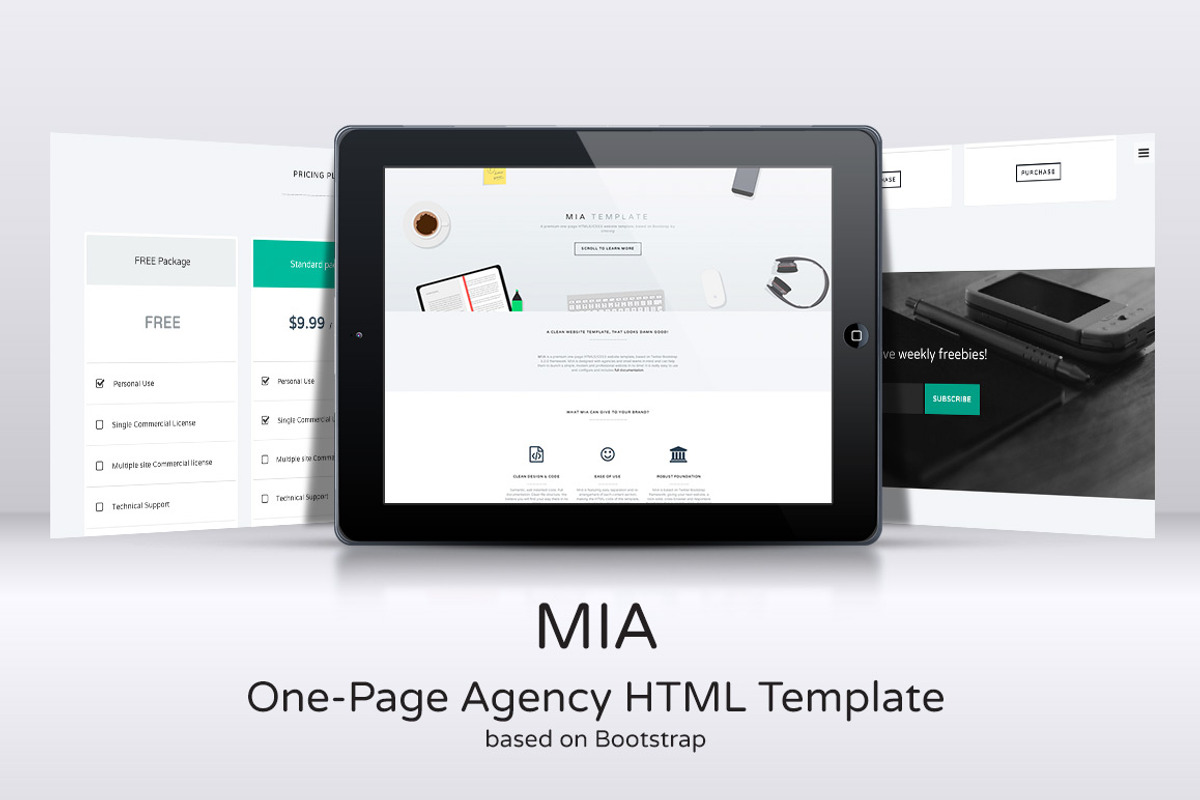 MIA One-Page Agency HTML Template, a Bootstrap Template by Elegrad Design Agency (Photo 1 of 2)