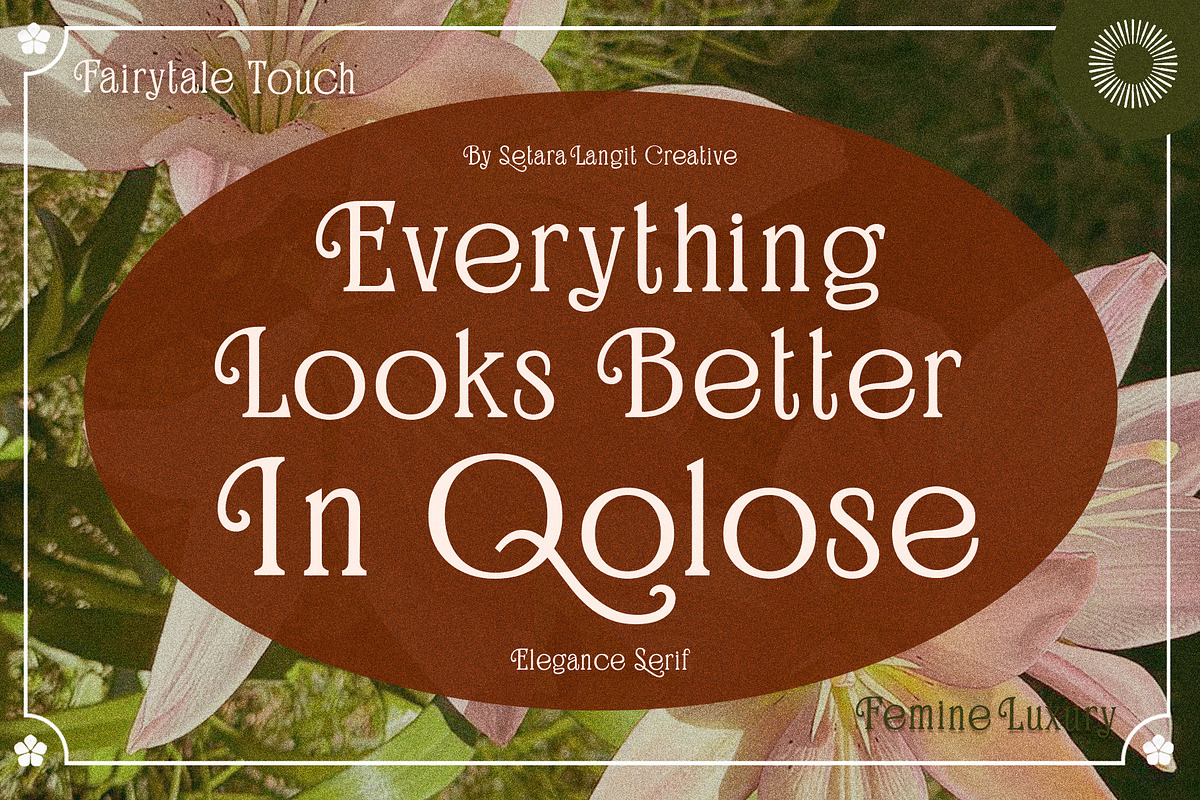 Qolose - Fairytale Serif, a Serif Font by Setara Langit CreativeStd (Photo 1 of 11)