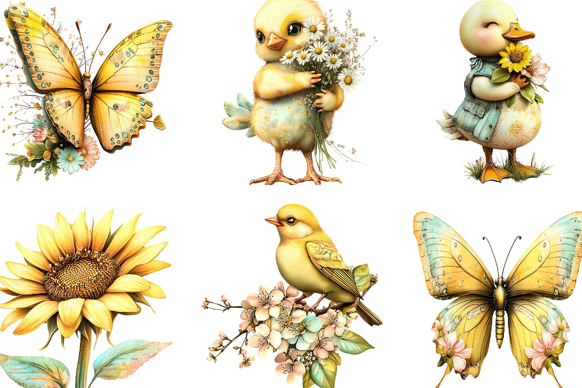 Whimsical Yellow Spring Clipart, an Illustration by Designking (Photo 5 of 5)