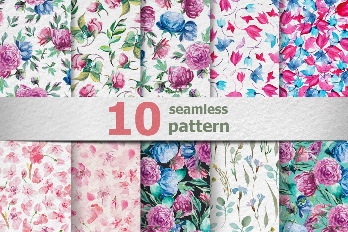 Watercolor different flowers, a Decorative Illustration by katyabuslaeva (Photo 4 of 4)