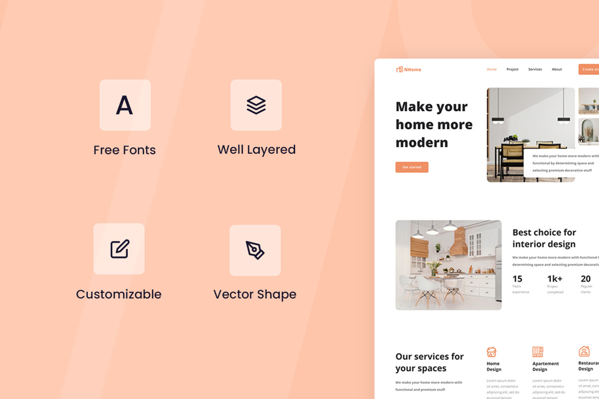Interior Design Web Design, a Wireframe Template by INSPR STD (Photo 4 of 6)