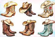 Cowboy Hat and Boots Clipart Bundle, a Seasonal Illustration by Canvas Craft (Thumbnail 3 of 3)