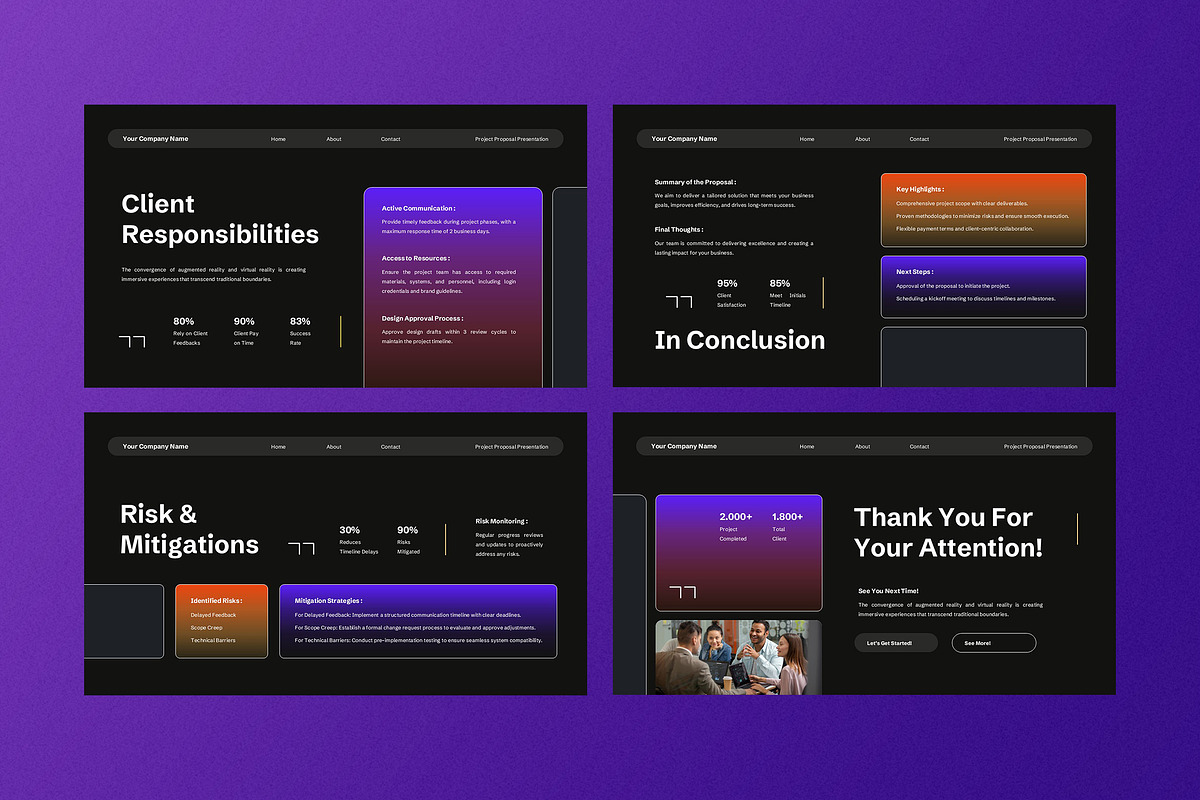 Black Gradient Project Proposal PPT, a Presentation Template by Aiyari Graphic (Photo 5 of 5)