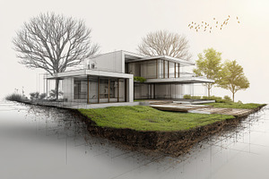 Modern house architectural design sk, a Photo by Pixeness Studio