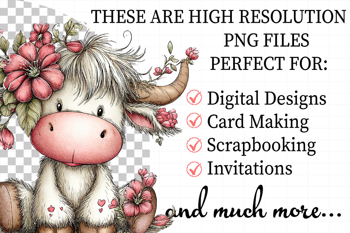 Whimsical Spring Highland Cow Clipar, an Illustration by Daily.Designs (Photo 2 of 8)