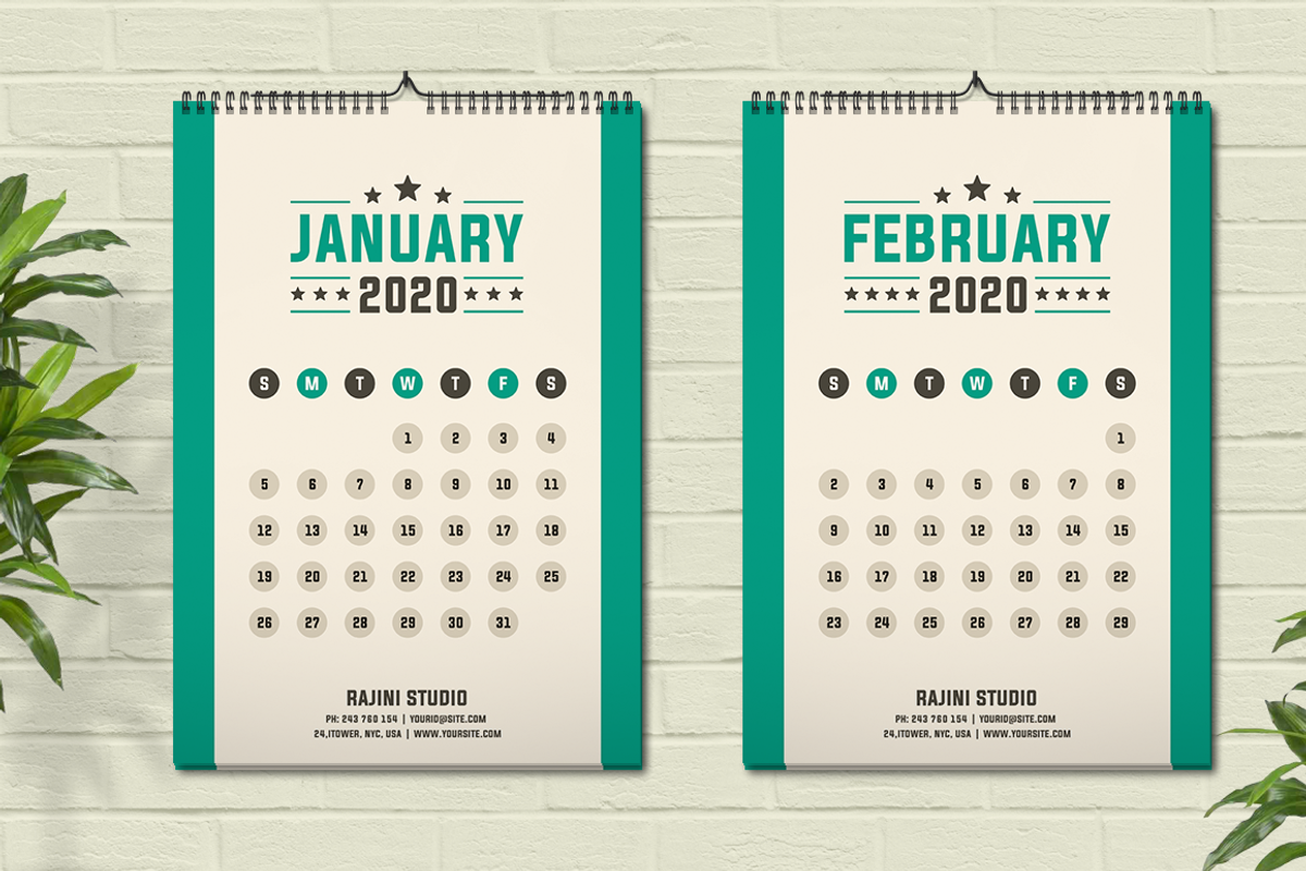 Retro Calendar 2020, a Stationery Template by Jaisivakumar (Photo 2 of 8)