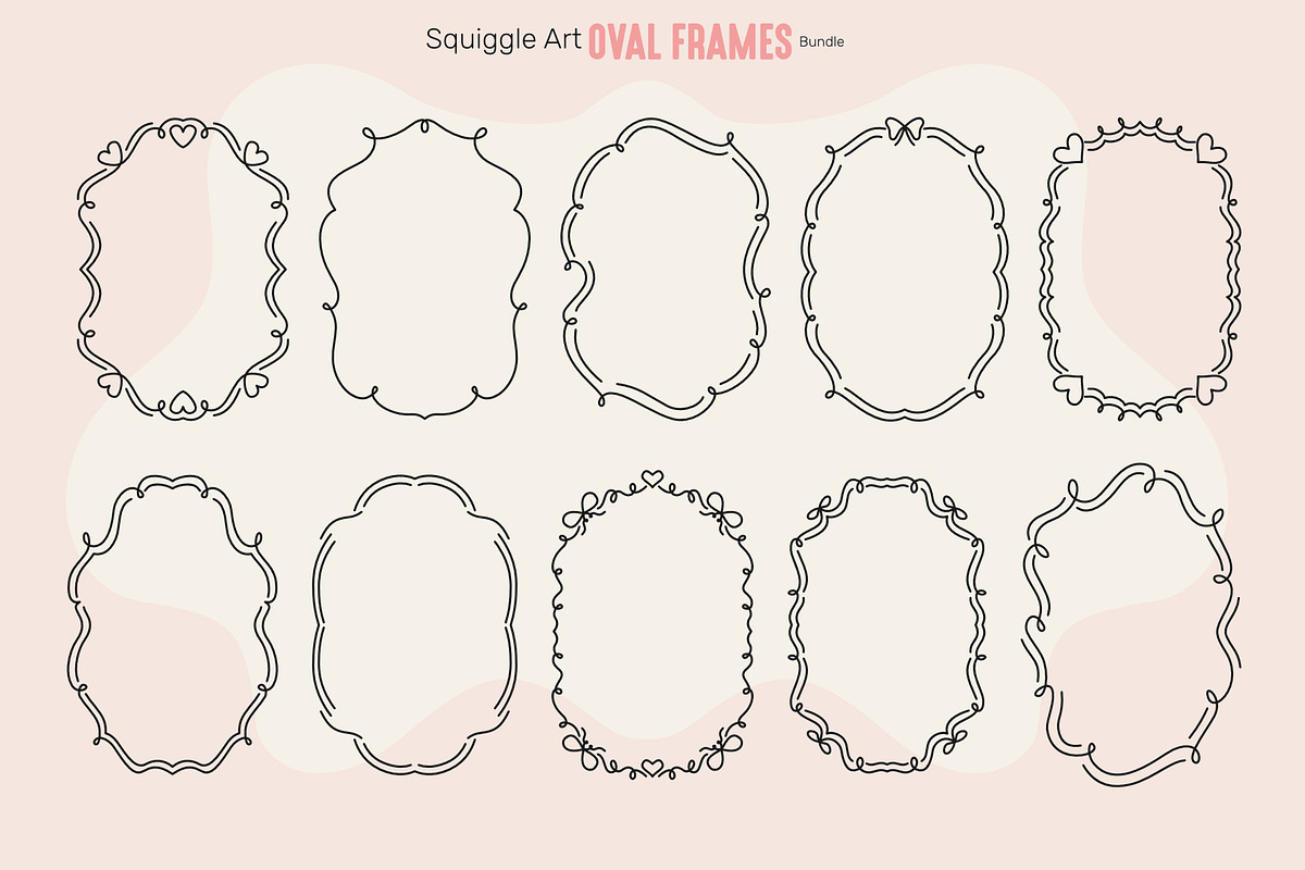 Squiggle Art Oval Frames Bundle, an Object Graphic by moja doodle (Photo 5 of 8)