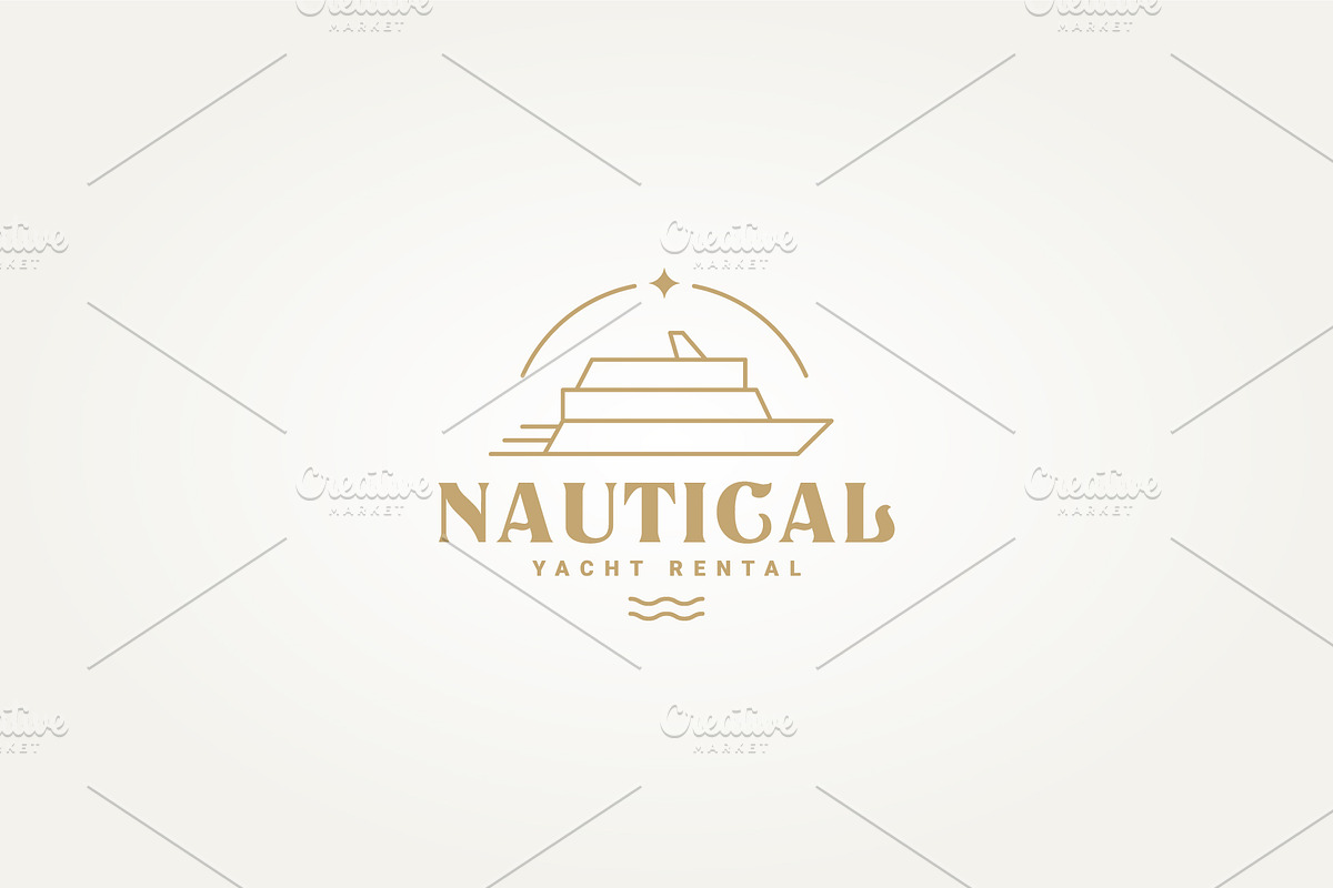 boat and yacht rental line art logo, a Branding & Logo Template by Blazybone