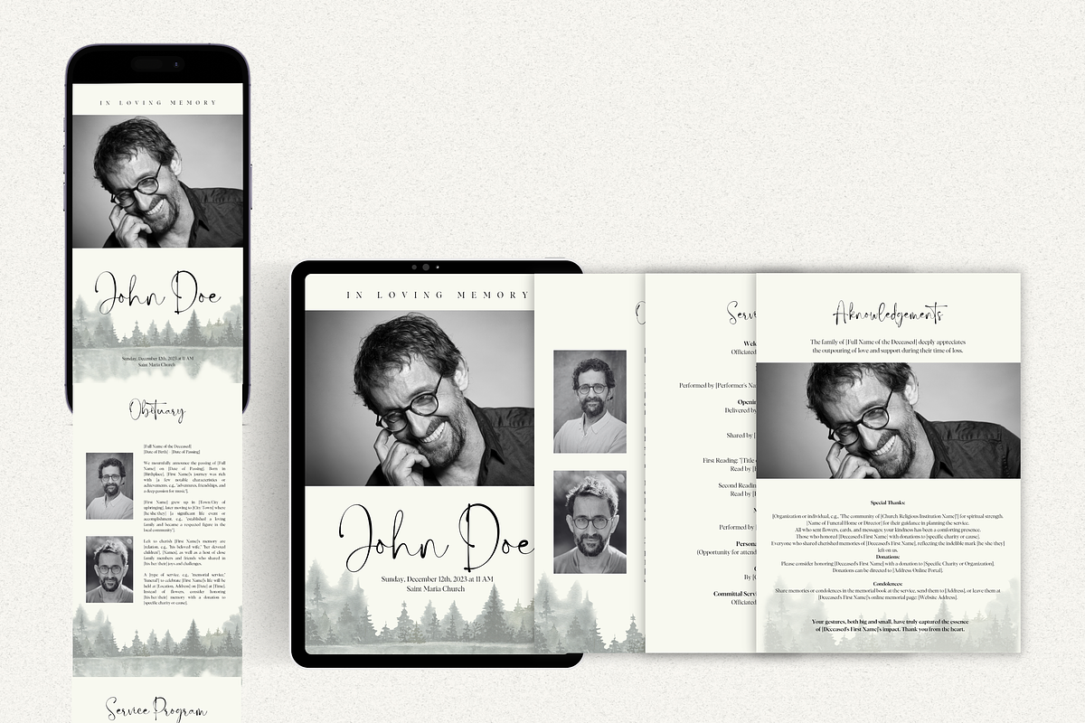 Funeral Program Template Set I Canva, an Invitation Template by The Social Stuff (Photo 6 of 10)