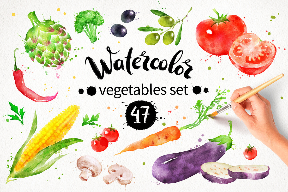 Vegetables Watercolor Set, an Object Graphic by Sonya Illustrations (Photo 1 of 4)